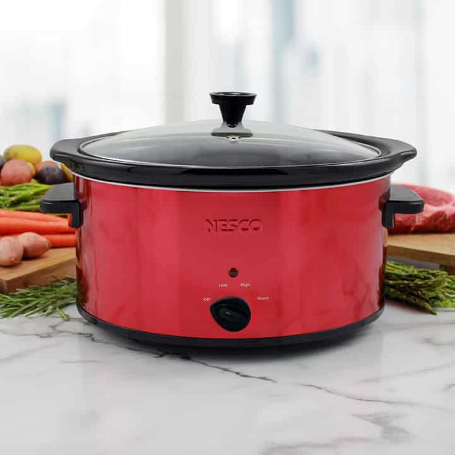 Nesco 6 qt Red Ceramic Slow Cooker