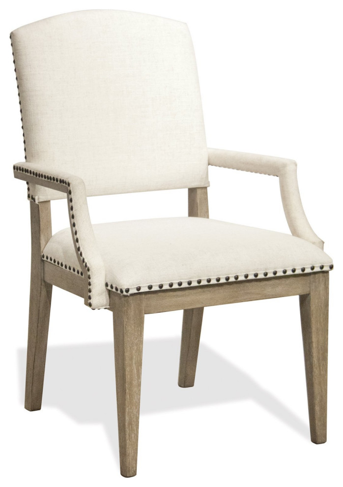 Set of 2 Dining Chair  Hardwood Frame With Curved Arms  ampNailhead Trim  White   Transitional   Dining Chairs   by Decor Love  Houzz