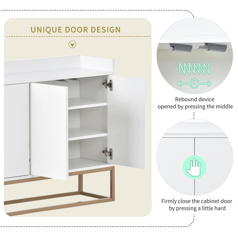 Modern Sideboard Elegant Buffet Storage Cabinet with Large Storage Space  for Dining Room  Entryway  White