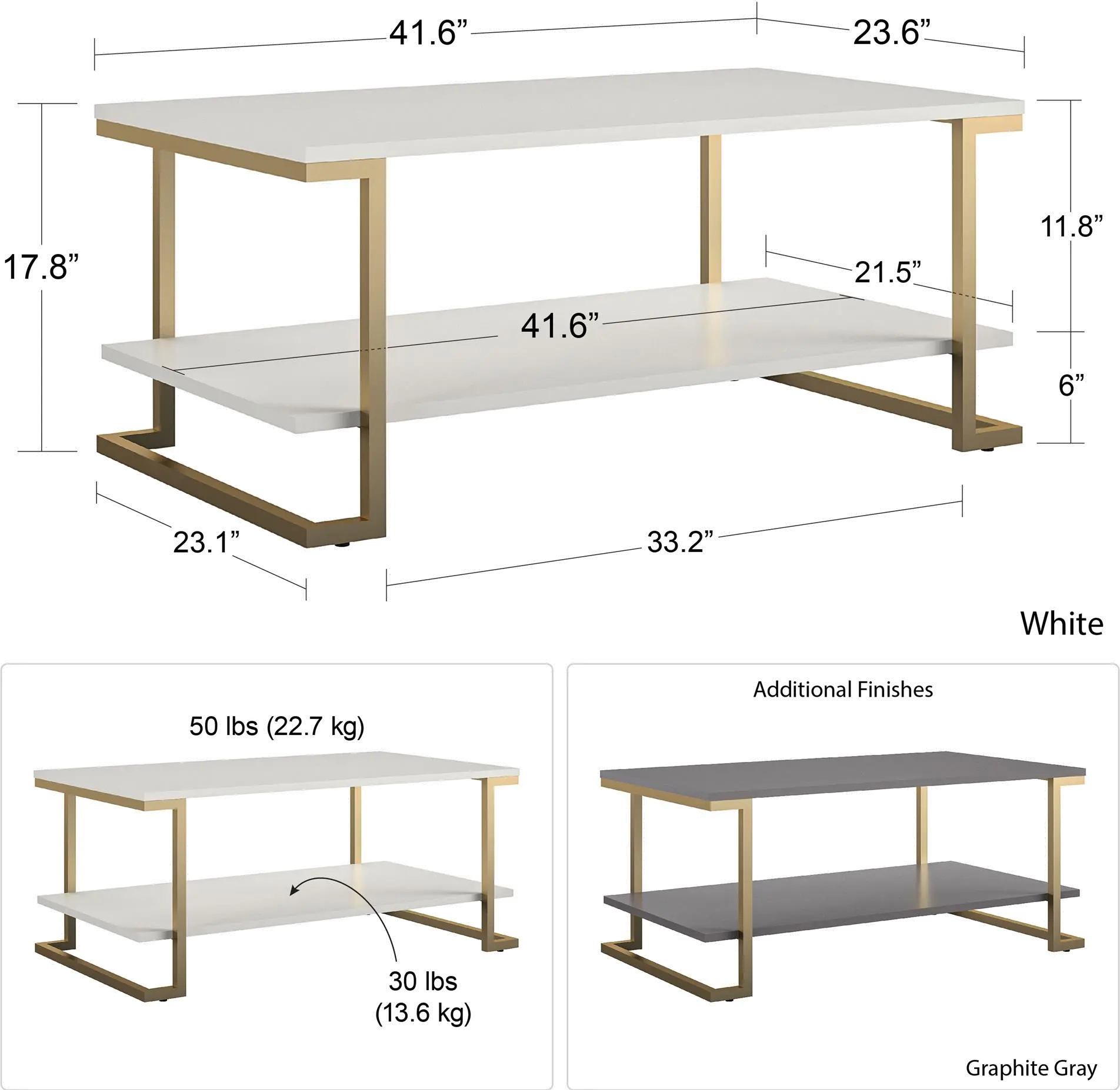 Camila Graphite Gray Coffee Table