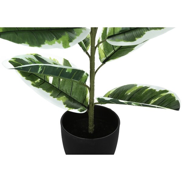 Artificial Plant，27 Tall，Rubber，Indoor，Faux，Fake，Table，Greenery，Potted，Real Touch，Decorative，Green Leaves，Black Pot