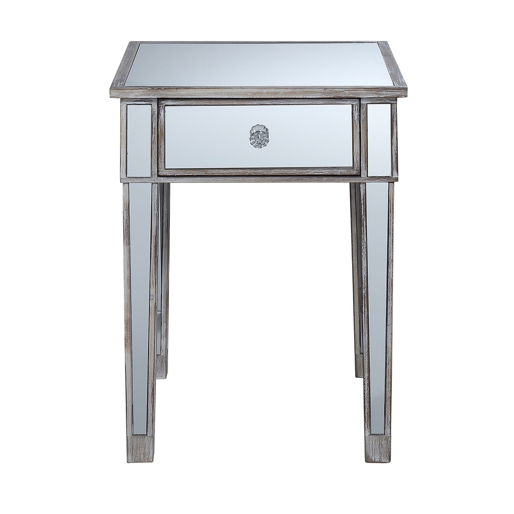 Convenience Concepts Gold Coast Mirrored 1 Drawer End Table