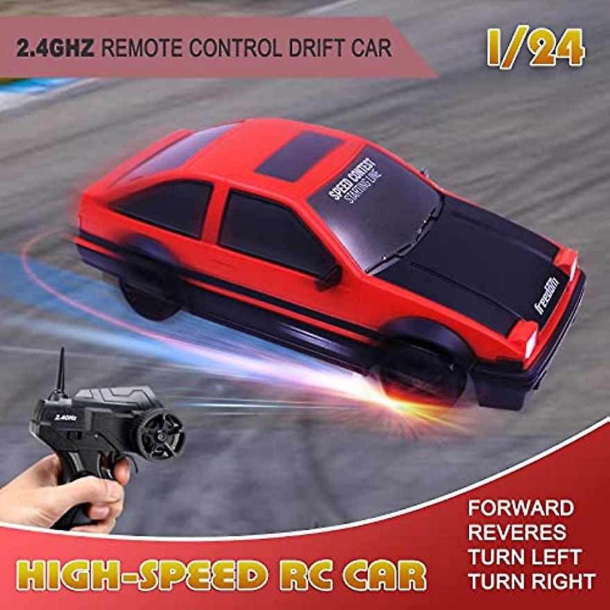 Remote Control Car Rc Drift Car 24ghz 1:24 Scale 4wd 15km/h High Speed Model Vehicle With Led Lights Drifting Tire Racing Sport Toy Car For Adults Boy