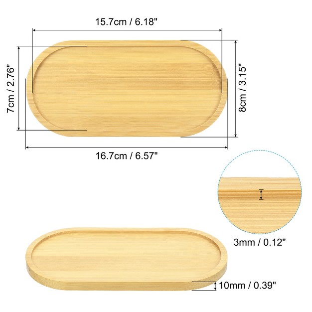 Unique Bargains Home Indoor Oval Bamboo Wood Planter Saucer Trays 7x3 Inch Wooden Color