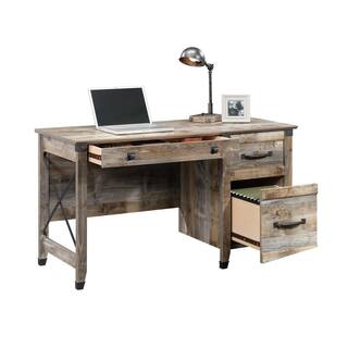 SAUDER Carson Forge 53.189 in. Rustic Cedar Computer Desk with File Storage 431581