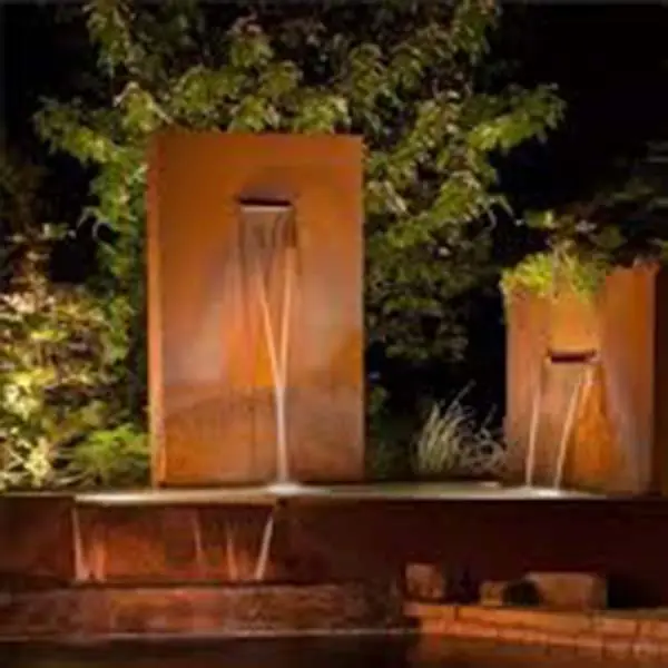 Decorative Outdoor Corten Steel Small Garden Waterfall With Statues