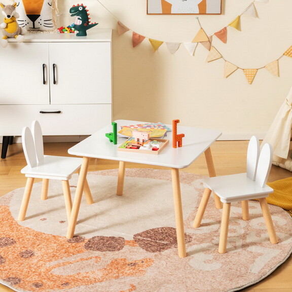 Costway 57386421 3 Pieces Kids Table and Chairs Se...