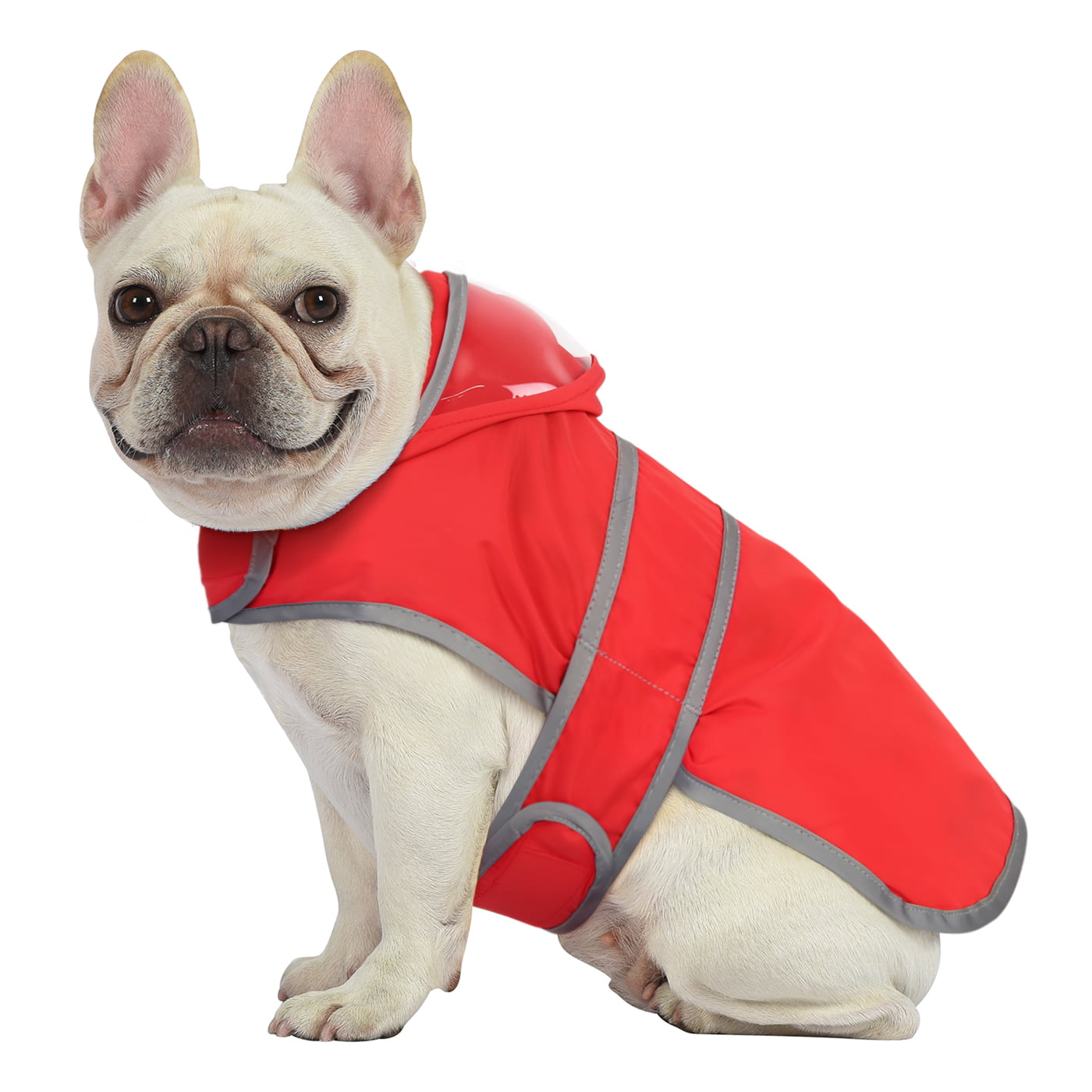 HDE Dog Raincoat with Clear Hood Poncho Rain Jacket Red - S