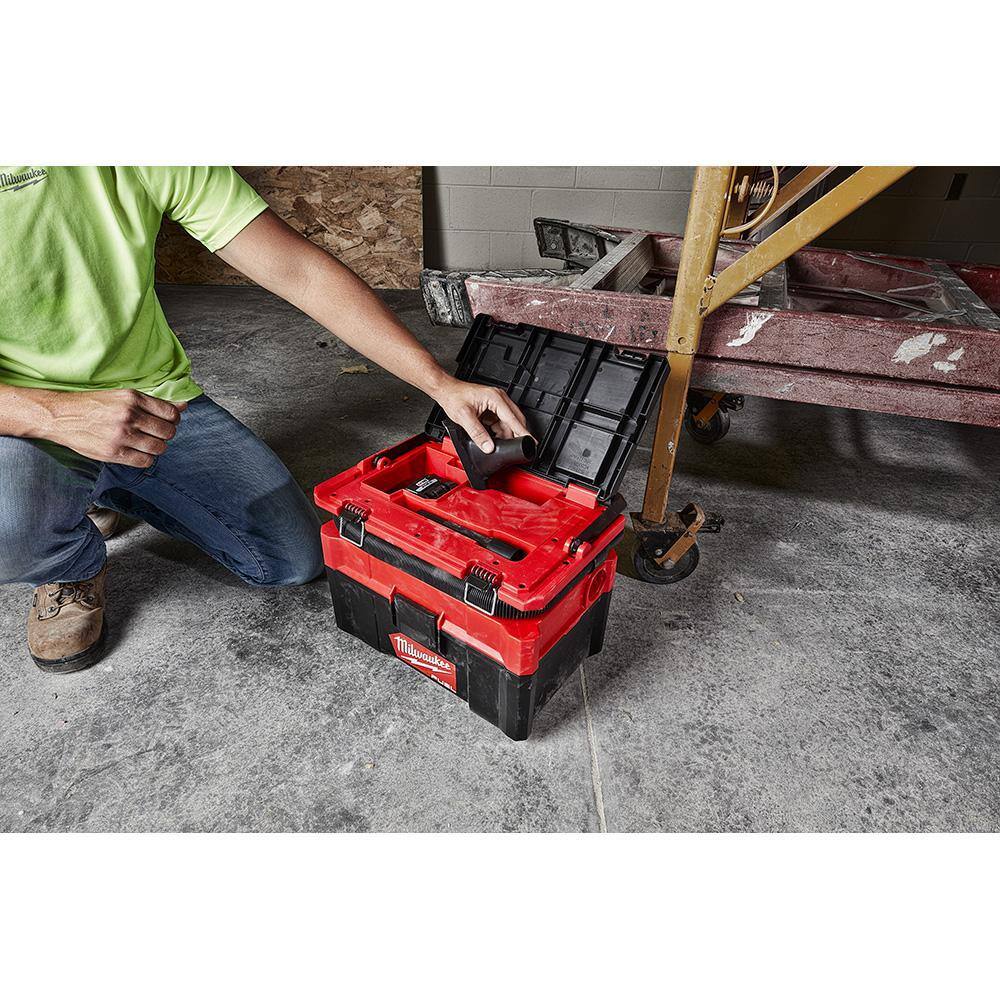 MW PACKOUT 20 in. 2-Wheel Utility Cart  M18 FUEL PACKOUT 18-Volt Lithium-Ion Cordless 2.5 Gal. WetDry Vacuum (Tool-Only) 48-22-8415-0970-20