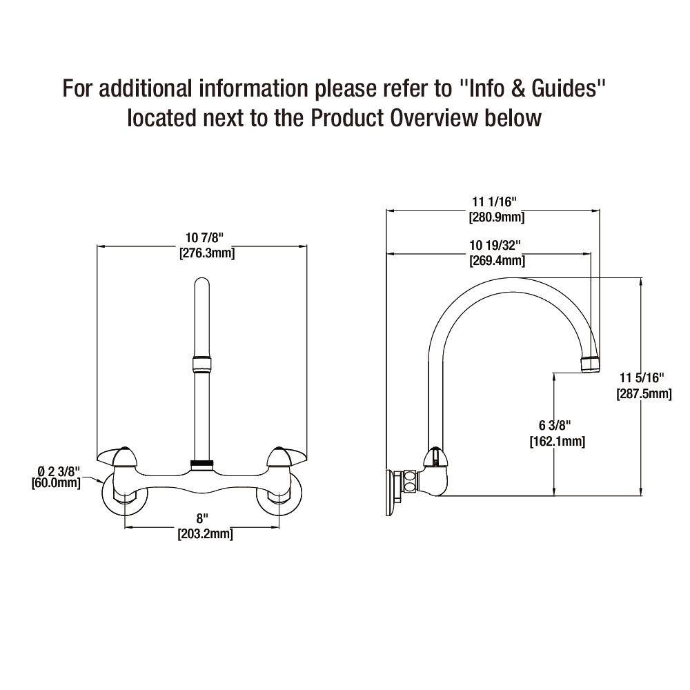 Glacier Bay Builders Double-Handle Wall Mount Standard Kitchen Faucet in Polished Chrome HD67735-0001