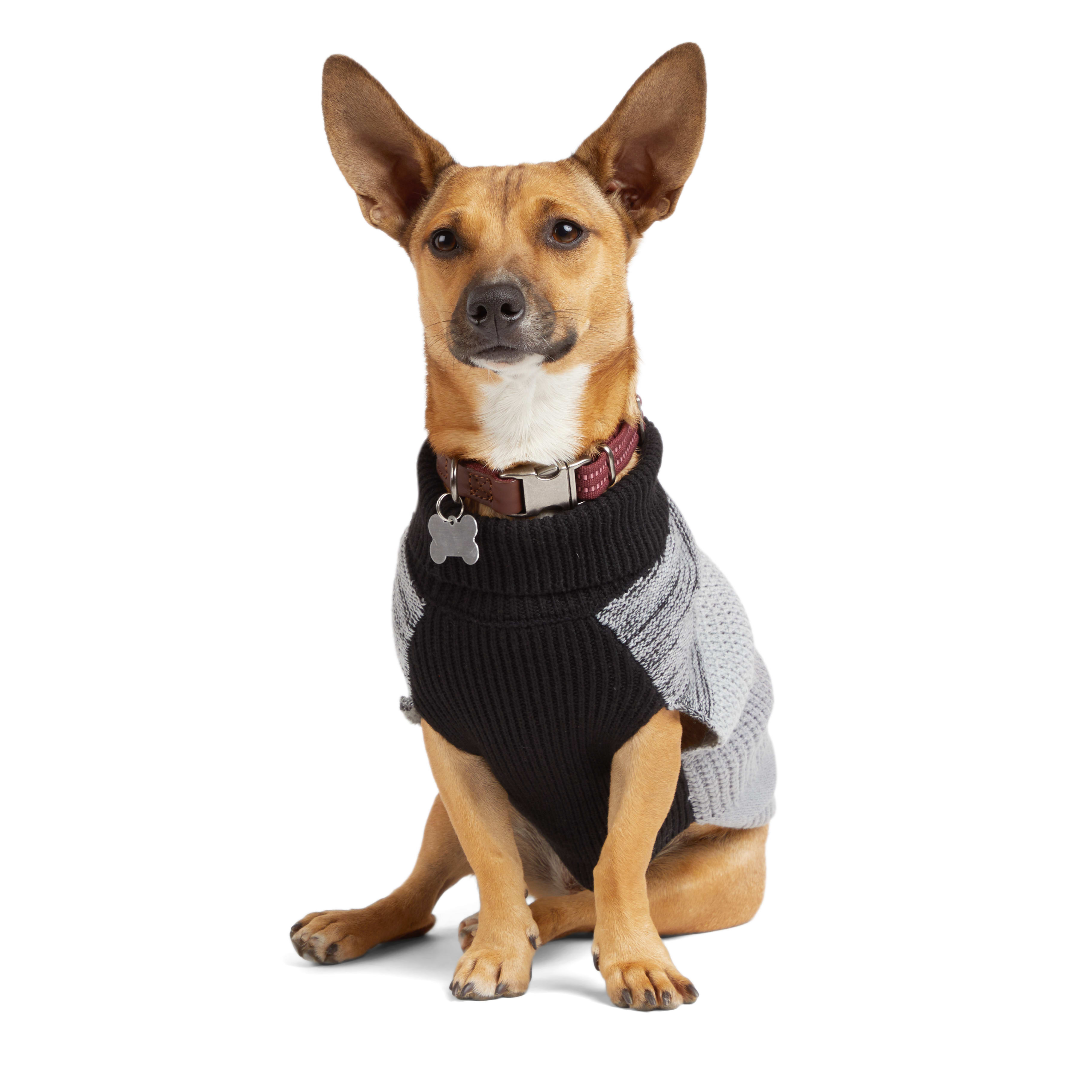 Reddy Grey Tonal Colorblock Dog Sweater， XX-Large