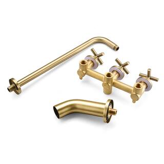 SUMERAIN Classical Triple Handles 1-Spray Tub and Shower Faucet Flow rate 7.92 GPM in Brushed Gold (Valve Included) S3231BGI-HD