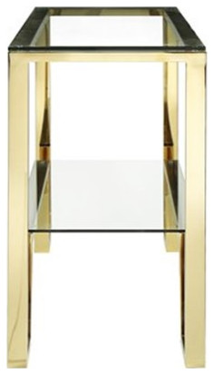 American Home Classic Laurence Modern Metal Console Table in High Polish Gold   Contemporary   Console Tables   by Homesquare  Houzz