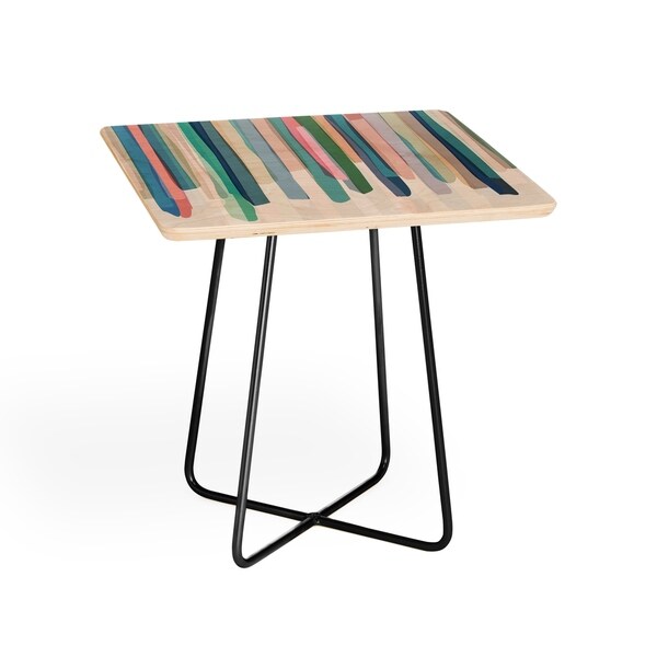 Deny Designs Pastel Stripes Side Table (Round or square， 2 leg options)