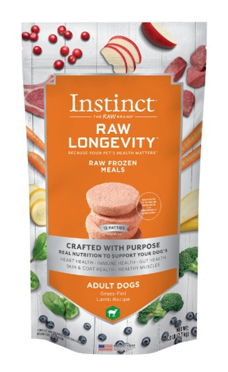 Nature's Variety Instinct Frozen Raw Signature Real Lamb Recipe Patties Dog Food， 6 Lbs.