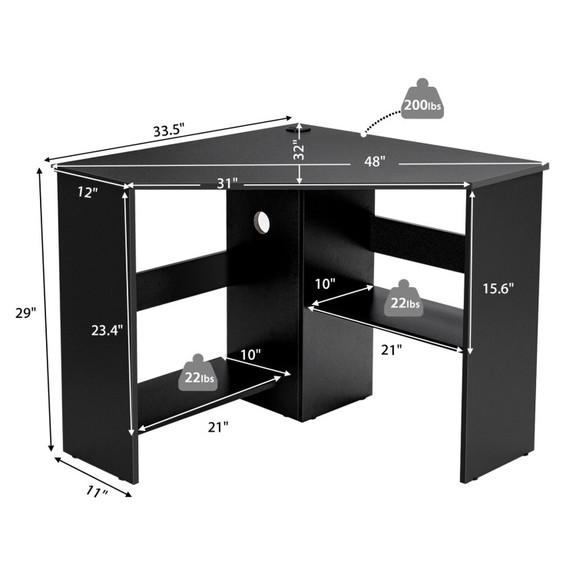 Costway 39615028 Corner Computer Desk Triangle Wri...