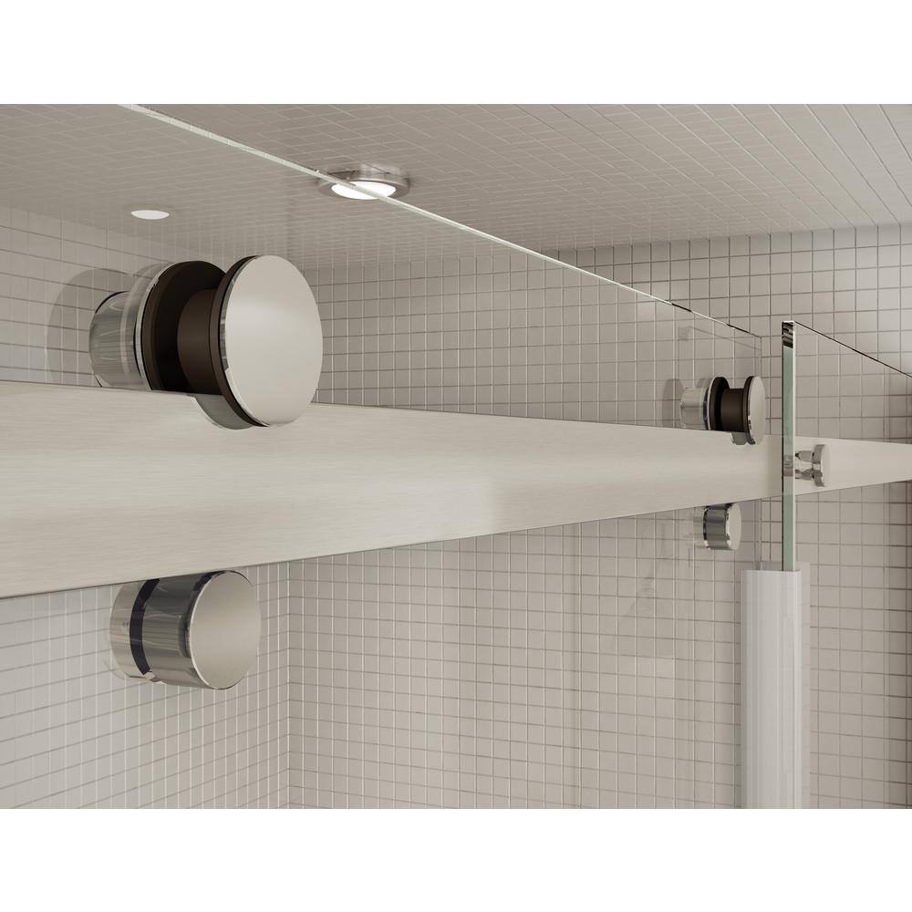 MAAX Utile Metro 32 in. x 60 in. x 81 in. Bath and Shower Combo in Soft Grey New Town Right Drain Halo Door Brushed Nickel 106917-301-500-104