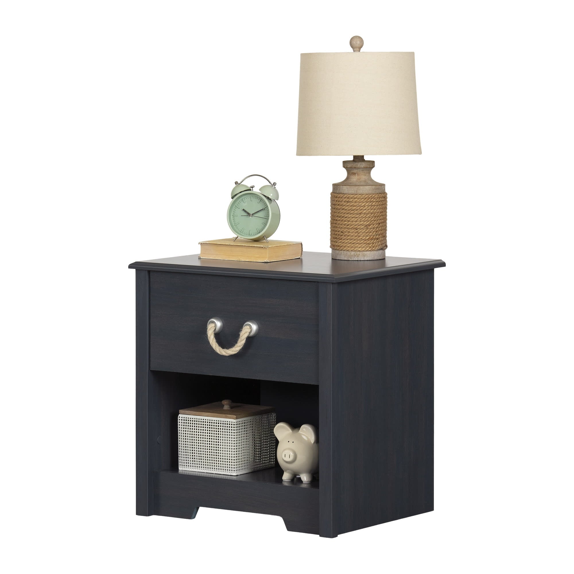 South Shore Aviron Coastal 1-Drawer Nightstand with Storage, Blueberry