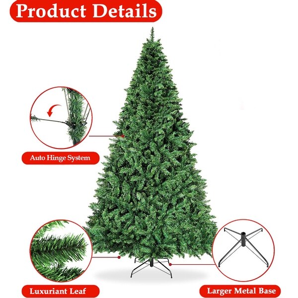 6ft Christmas Tree with 1000 Branch Tips Artificial Xmas Tree with Metal Hinges and Foldable Base