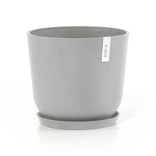 O ECOPOTS BY TPC Oslo 14 in. White Premium Sustainable Composite Plastic Planter (with Saucer) OSLS.35.PW