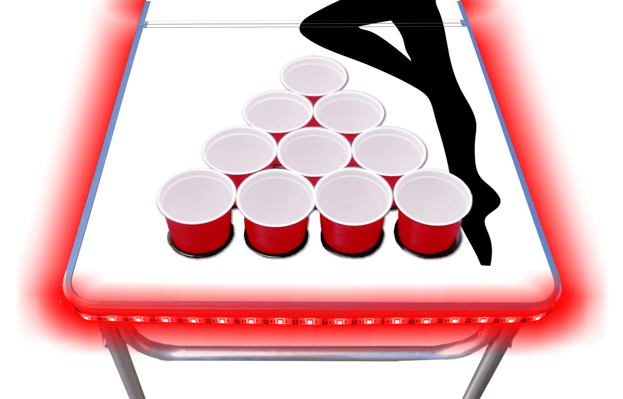 8-Foot Professional Beer Pong Table w/ Cup Holes & LED Glow Lights - Trucker Girl Edition