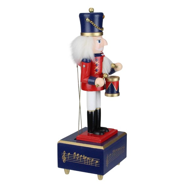 Red And Navy Nutcracker Drummer Animated And Musical Christmas Figure