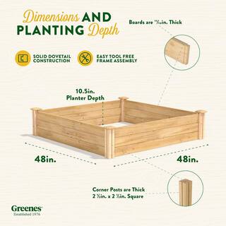 Greenes Fence 4 ft. x 4 ft. x 10.5 in. Original Cedar Raised Garden Bed RC4T12B