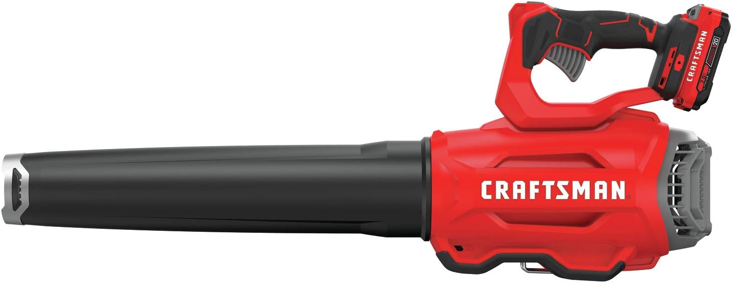 CRAFTSMAN V20 Cordless Leaf Blower， Variable Speed， Up To 100 MPH， with 2 Batteries and Charger (CMCBL720D2)