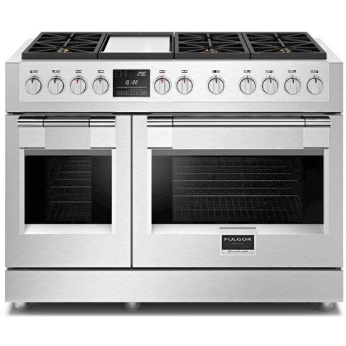 Fulgor Milano 48-inch Freestanding Dual-Fuel Range with Griddle F6PDF486GS1