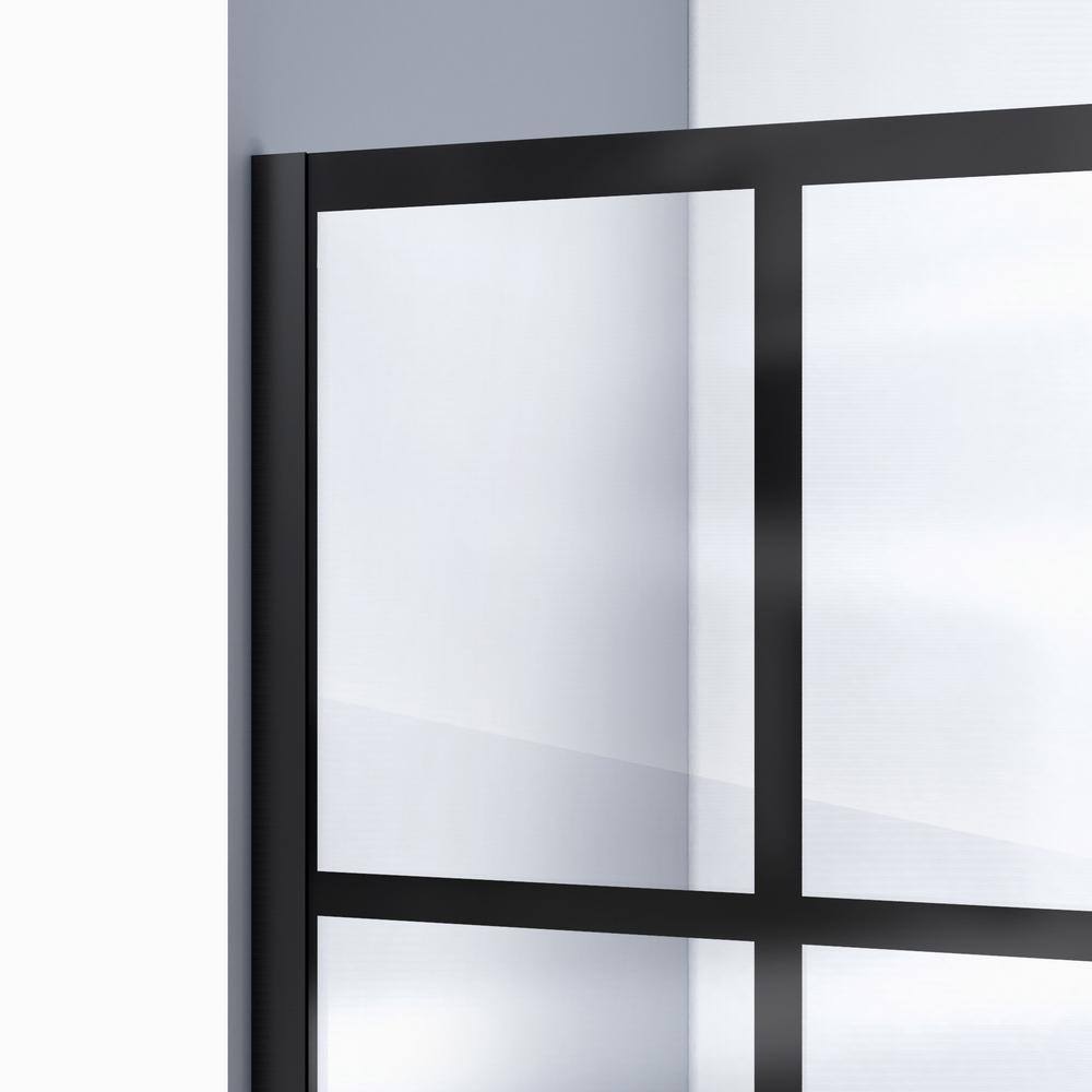 DreamLine Unidoor Toulon 58-58 12 in. W x 72 in. H Frameless Hinged Shower Door in Satin Black SHDR-2458720-89