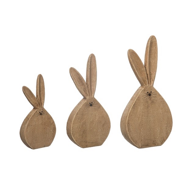 Transpac Resin 12 In Brown Easter Pom pom Tail Bunny Set Of 3