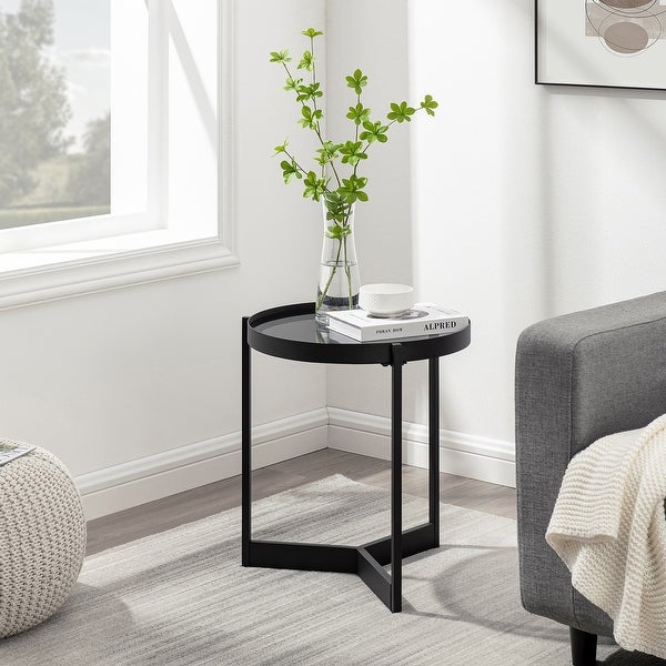 Middlebrook Designs Contemporary Smoked Glass-Top Side Table