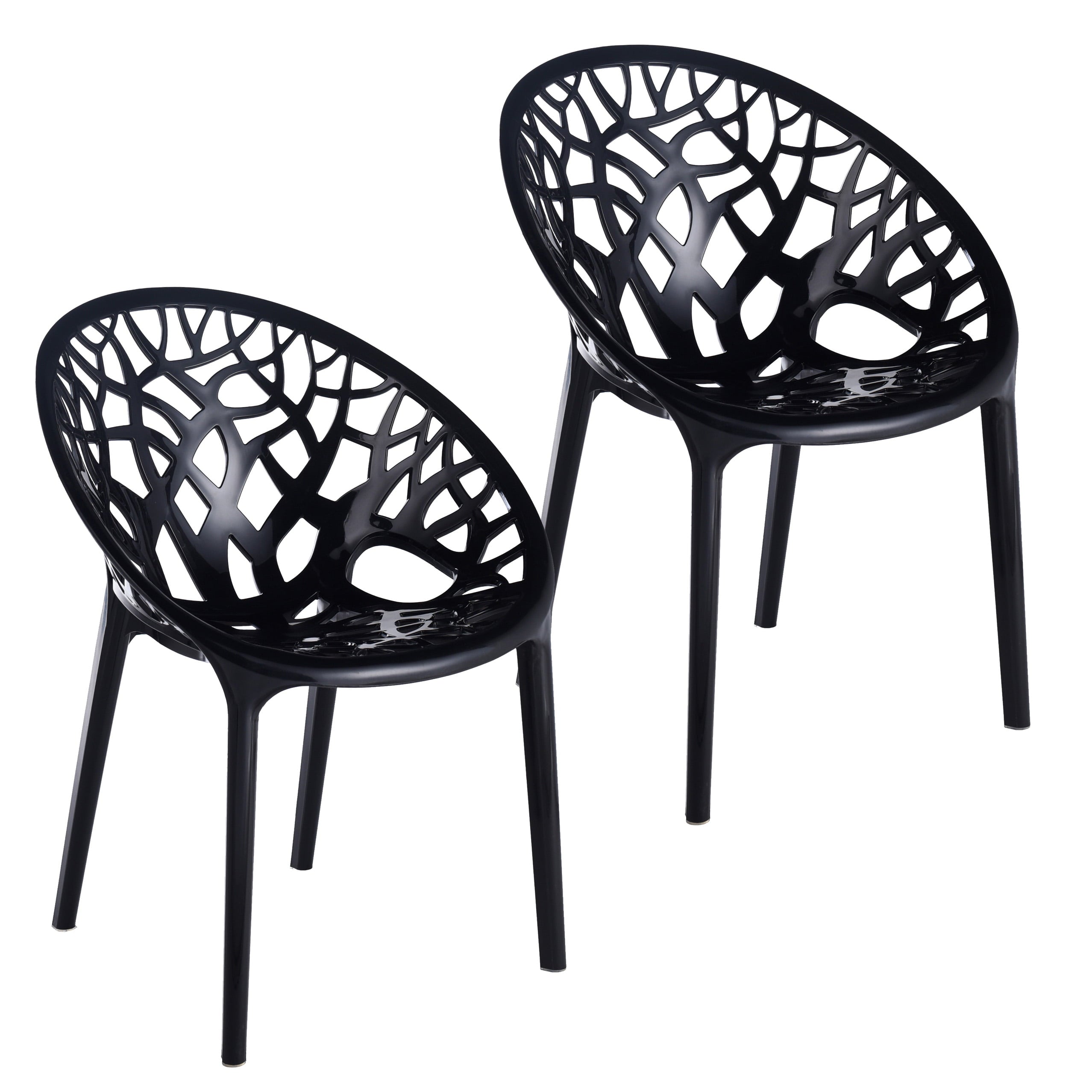 Cameron Indoor/Outdoor Polypropylene Plastic Abstract Fashion Chair - Black