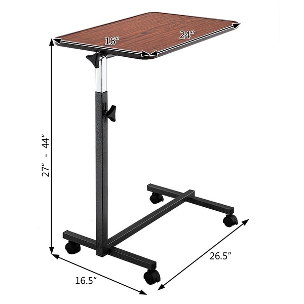 Multifunctional Adjustable Bedside Table MDF/Iron/4 Wheels With Brake