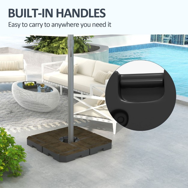 Outsunny 4 Piece Patio Umbrella Base Weights Fillable Outdoor Cantilever Offset Umbrella Weights 175 Lb Water Or 230 Lb Sand