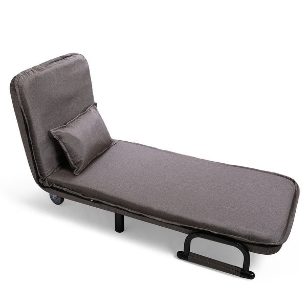 25.6in. Adjustable Folding Lounge Chair with Pillow， Dual-Purpose Sofa Bed