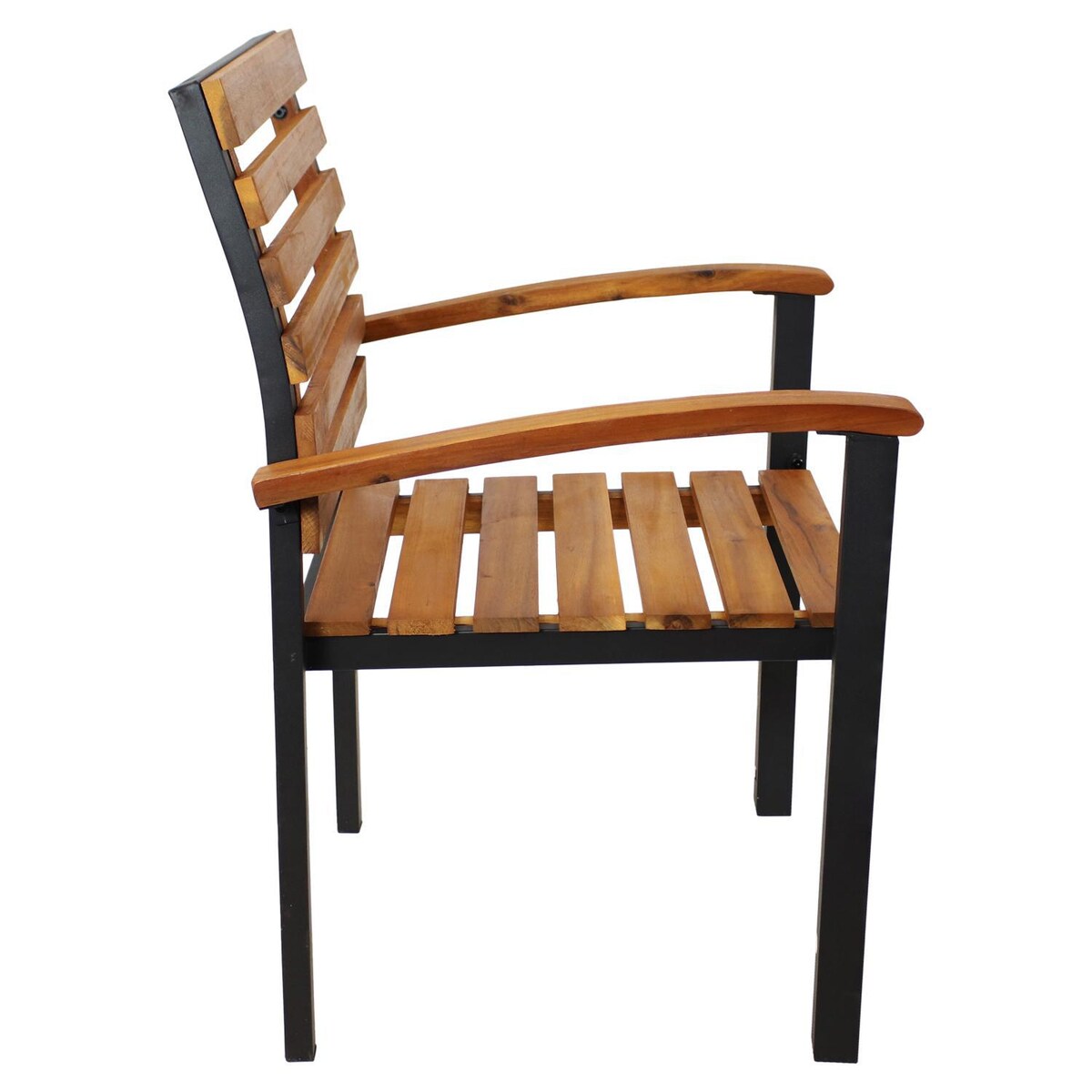 Ultimate Patio Acacia Wood and Steel Outdoor Patio Armchair