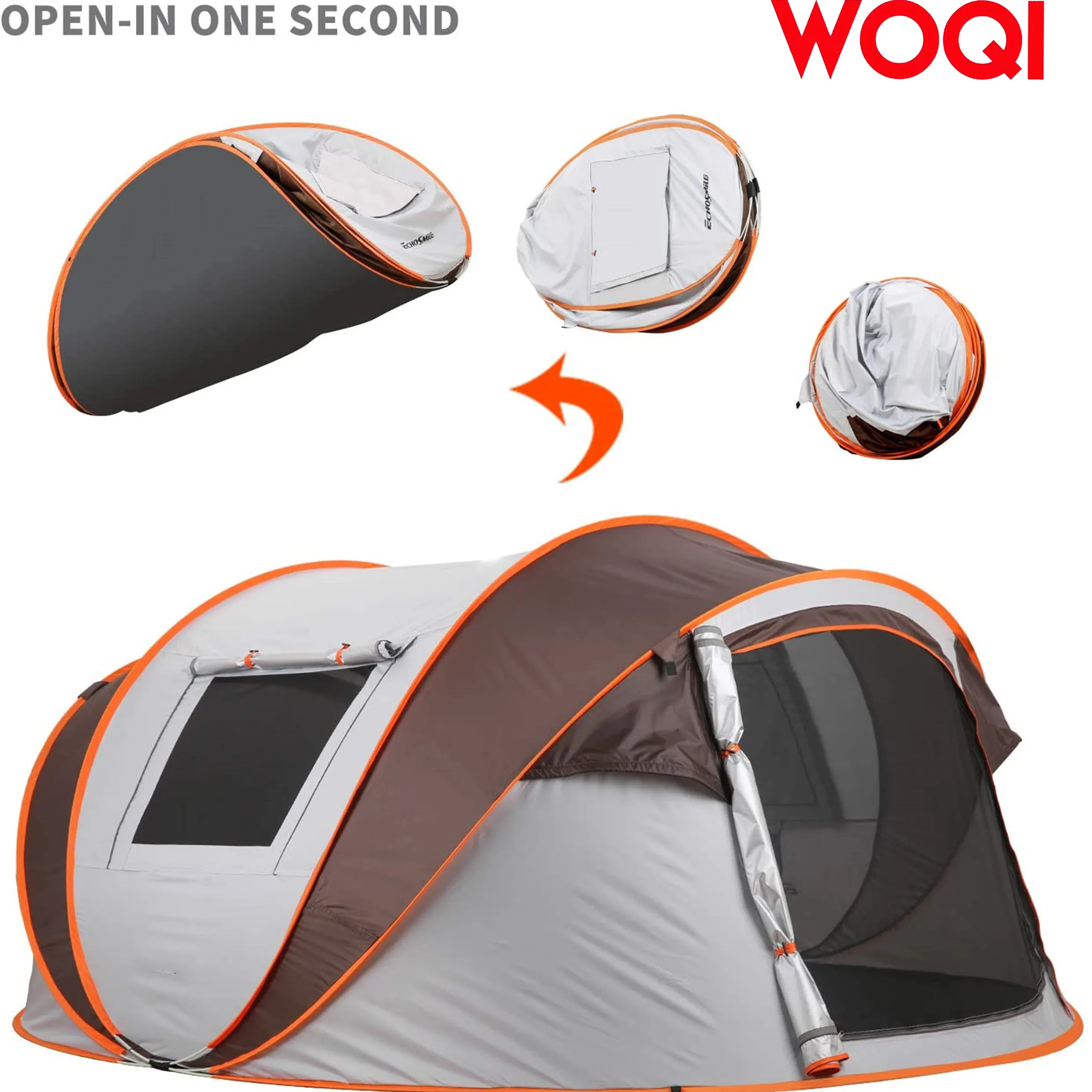 WoqiLuxury 4 Person Portable Foldable Automatic Family camping tent pop up instant automatic tents