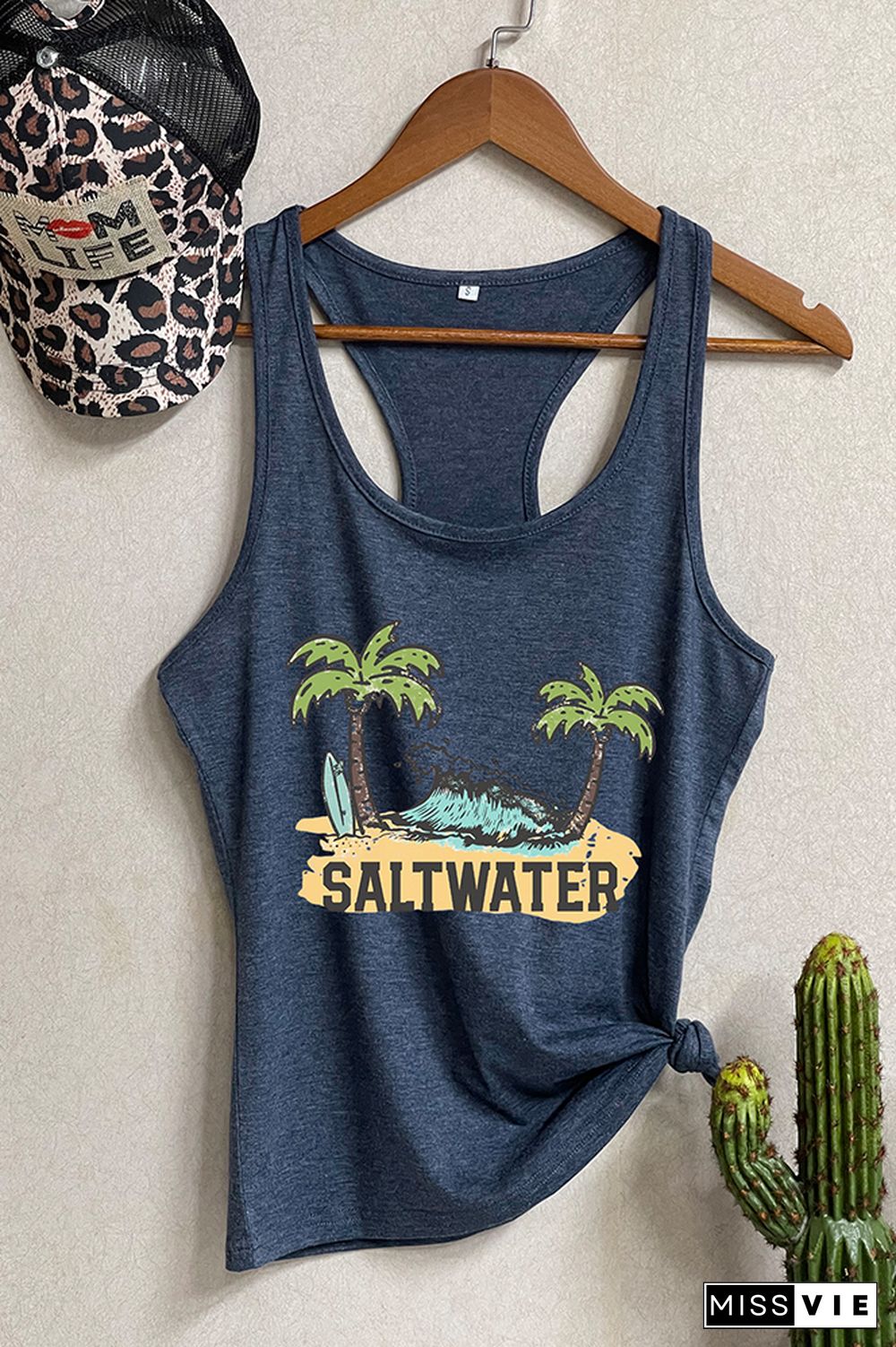 Salt Water Heals Everything Print Sleeveless Tank Top Wholesale