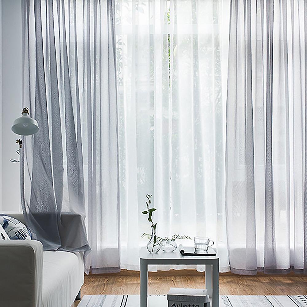 Sheer Curtains Living Room Rod Pocket Window Curtain Panels Bedroom Semi Sheer Voile Curtains Grey (55''wx102''l，2 Panels) Black