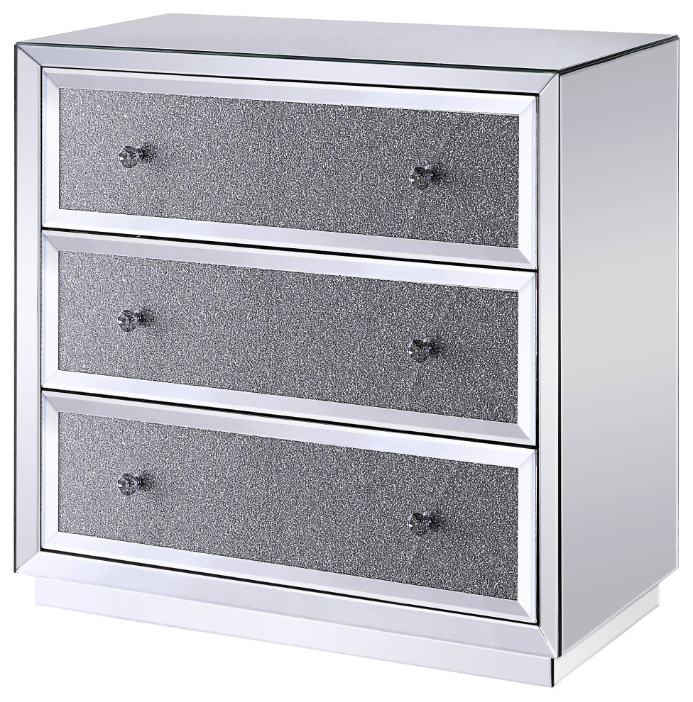 Benzara BM195986 Three Drawers Wooden Cabinet  Clear   Contemporary   Accent Chests And Cabinets   by Uber Bazaar  Houzz