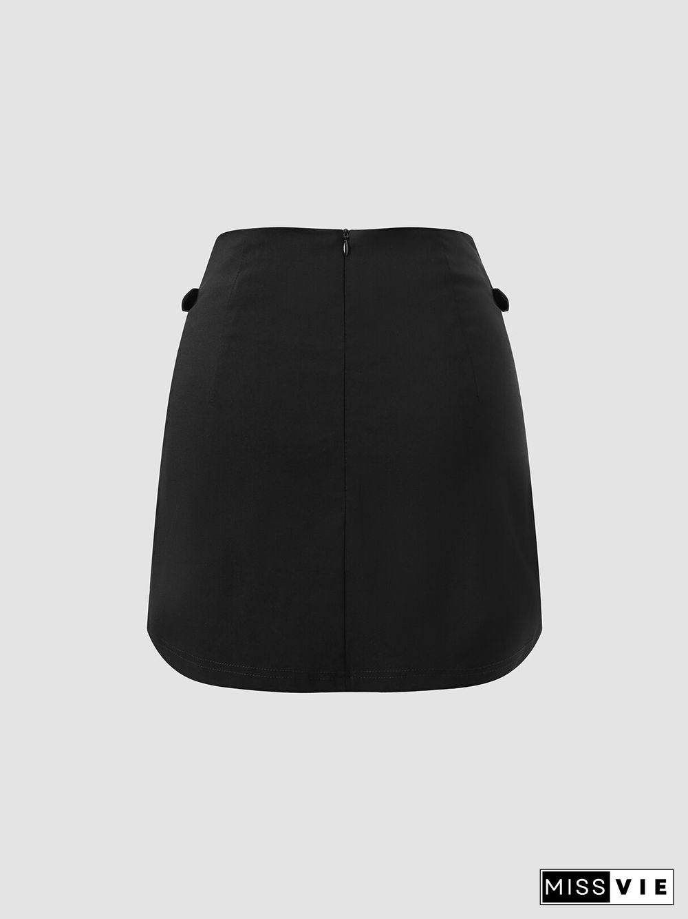 Solid Zip Cut Out Skirt For Women