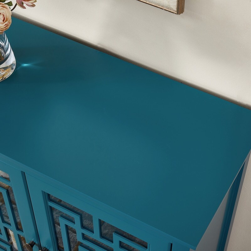 Teal Blue Storage Sideboard Cabinet Buffet with 2 Doors