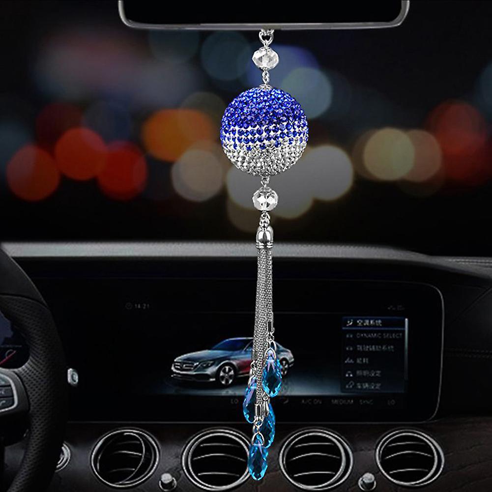 Car Diamond-encrusted Rearview Mirror Pendant Crystal Ball Decoration Bling Bling Creative Fashion Pendant For Car Home Office Pendant Decoration Whit