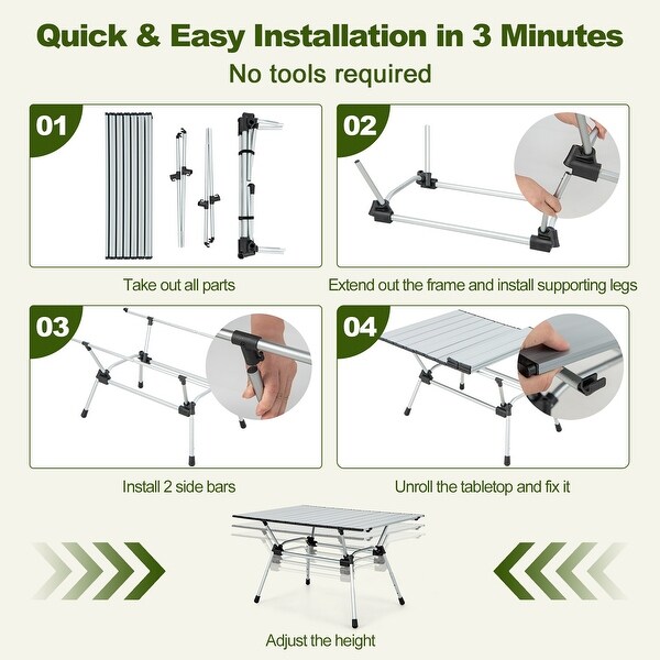 Costway HeavyDuty Aluminum Camping Table，Folding Outdoor Picnic