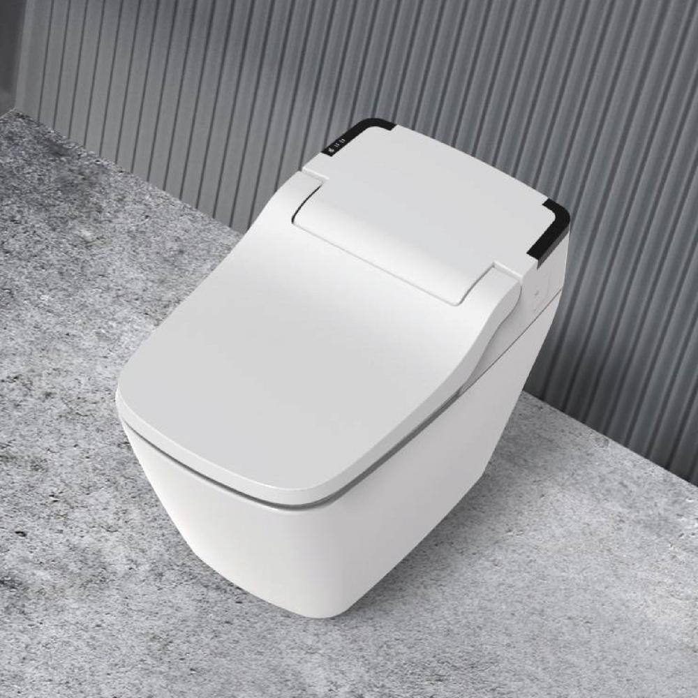 VOVO Stylement Tankless Smart Bidet One Piece Toilet Square in White UV-A LED Sterilization Auto Flush Heated Seat TCB-090S