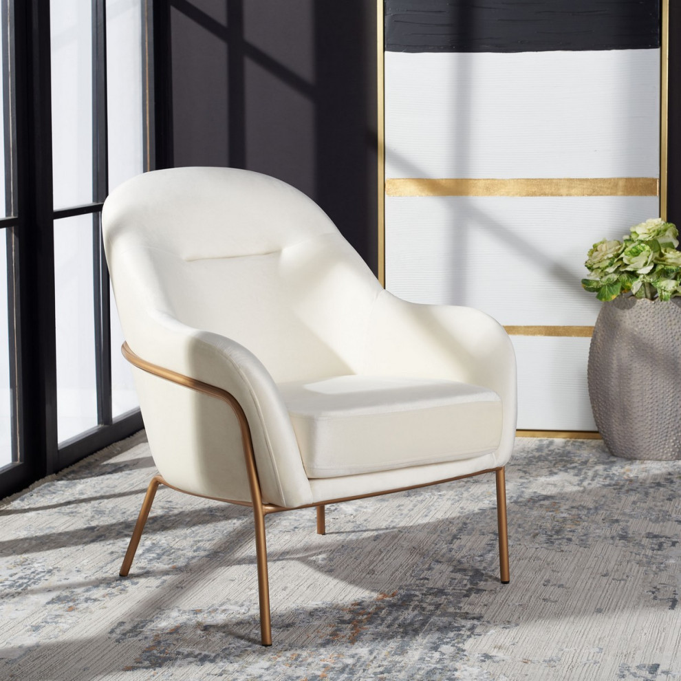 Liza Accent Chair Cream Velvet/ White   Modern   Armchairs And Accent Chairs   by Virgil Stanis Design  Houzz