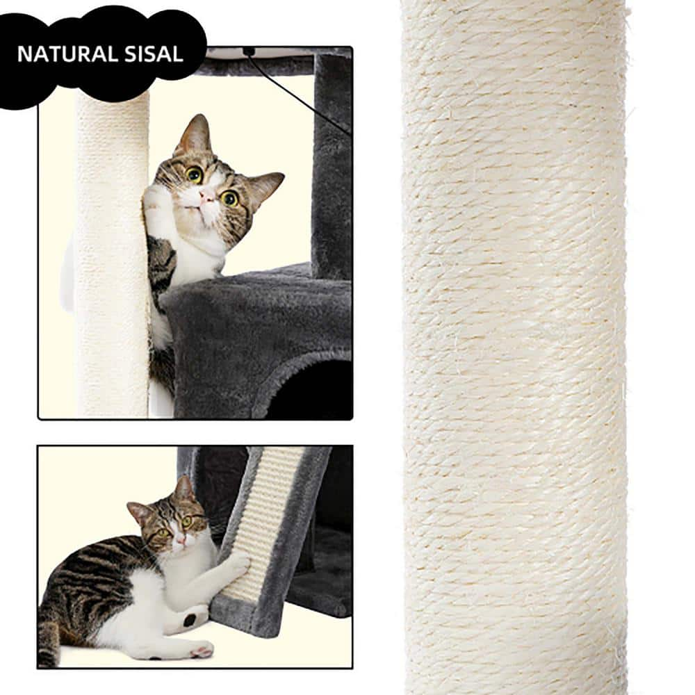 Foobrues Gray Soft Scratching Posts and Trees with Double Condos JJX-23171502