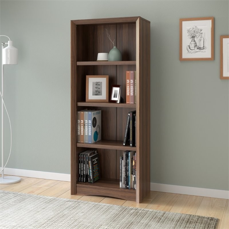 Atlin Designs 59 quotTall 4 Shelf Bookcase in Black Faux Woodgrain   Transitional   Bookcases   by Homesquare  Houzz