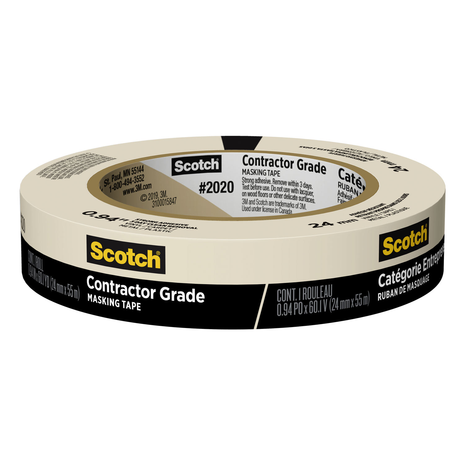 Scotch Contractor Grade .94 in. W X 60.1 yd L Beige Medium Strength Masking Tape 1 pk